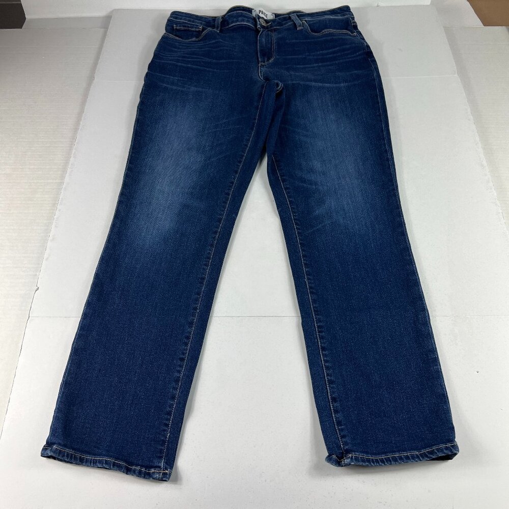 Paige Jeans Women 32x27* Brigitte Boyfriend Cropped Dark Blue Faded Denim Tag 29